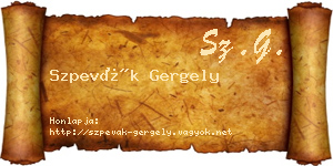 Szpevák Gergely névjegykártya